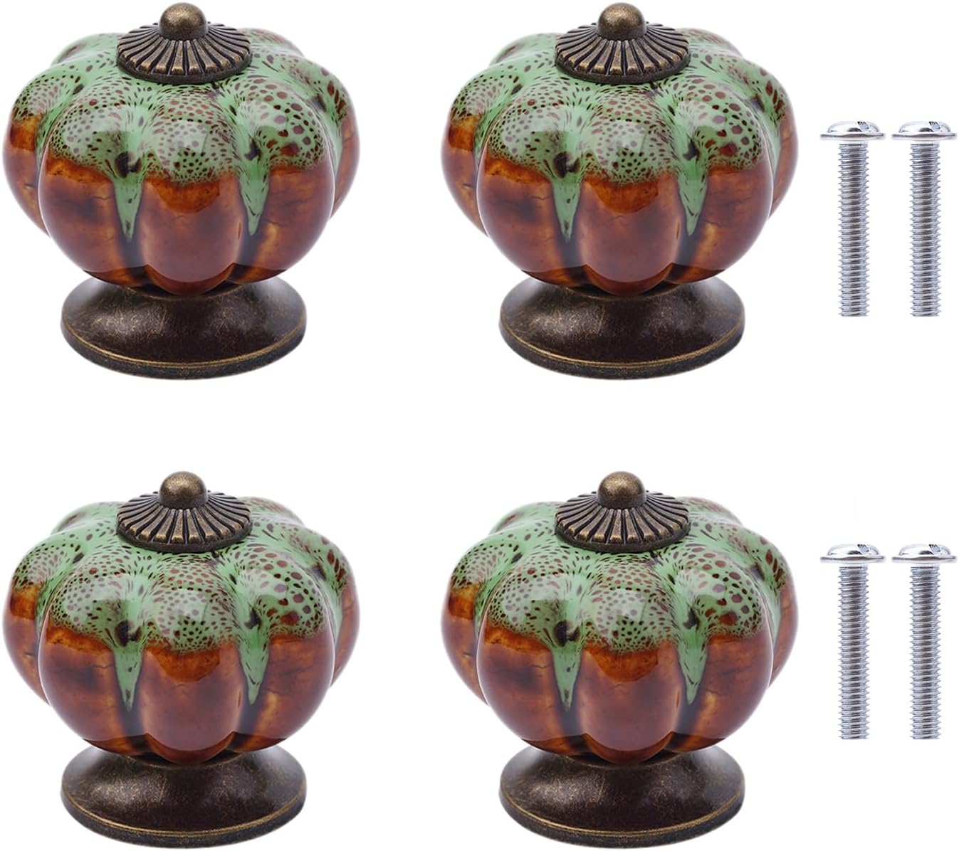 4-częściowe ceramiczne gałki, gałki do szuflad w kształcie dyni, ceramiczne gałki do drzwi w stylu vintage, ceramiczne gałki do szafek z nadrukiem w p