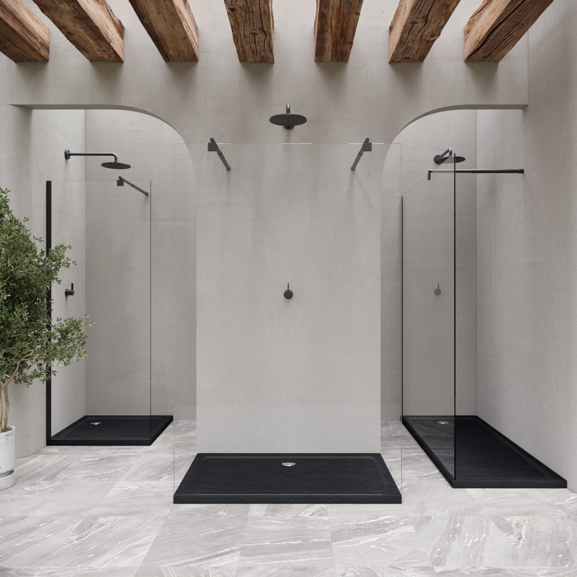 Moments Of Glass  Plato De Ducha Shimmer Stone 100X100 Cm, Textura Piedra Natural, Antideslizante, Antibacteriano, Incluye Sifón Y Válvula, , Leroy Merlin