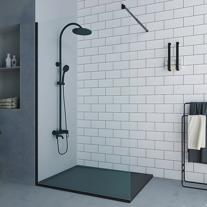 Parawan prysznicowy we włoskim stylu w kolorze czarnym matowym estetyka industrialna – 120 × 200 cm – DAREN