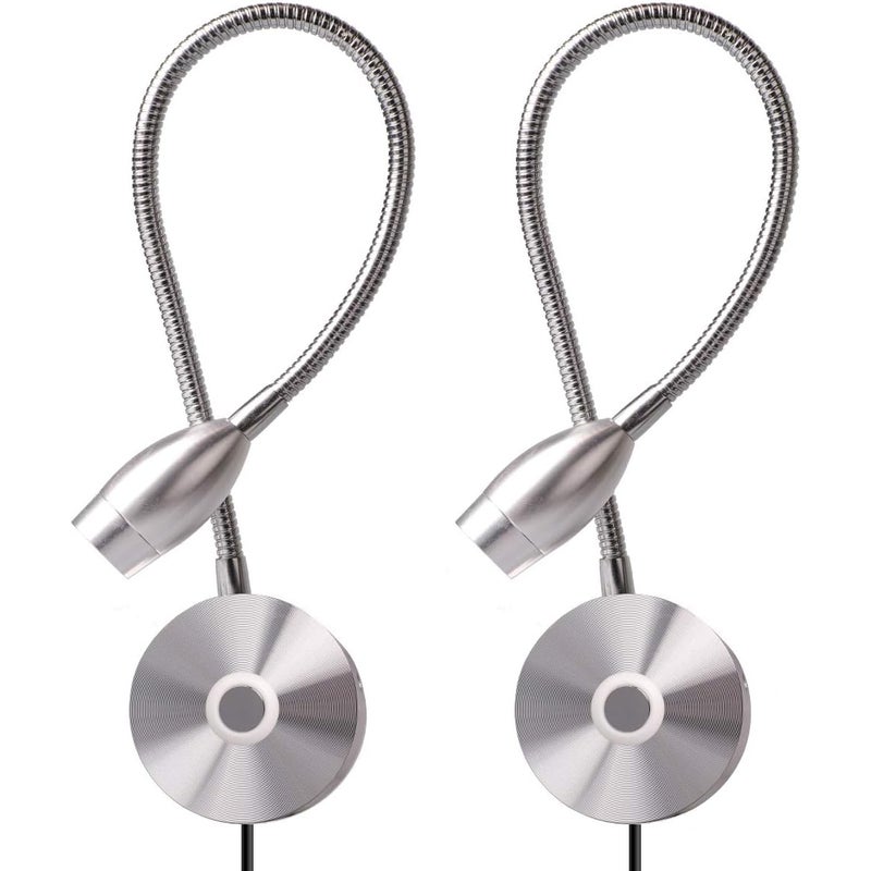 Ściemnialna lampka do czytania, prosta lampka ścienna LED przy łóżku (zestaw 2 szt., trzy kolory)