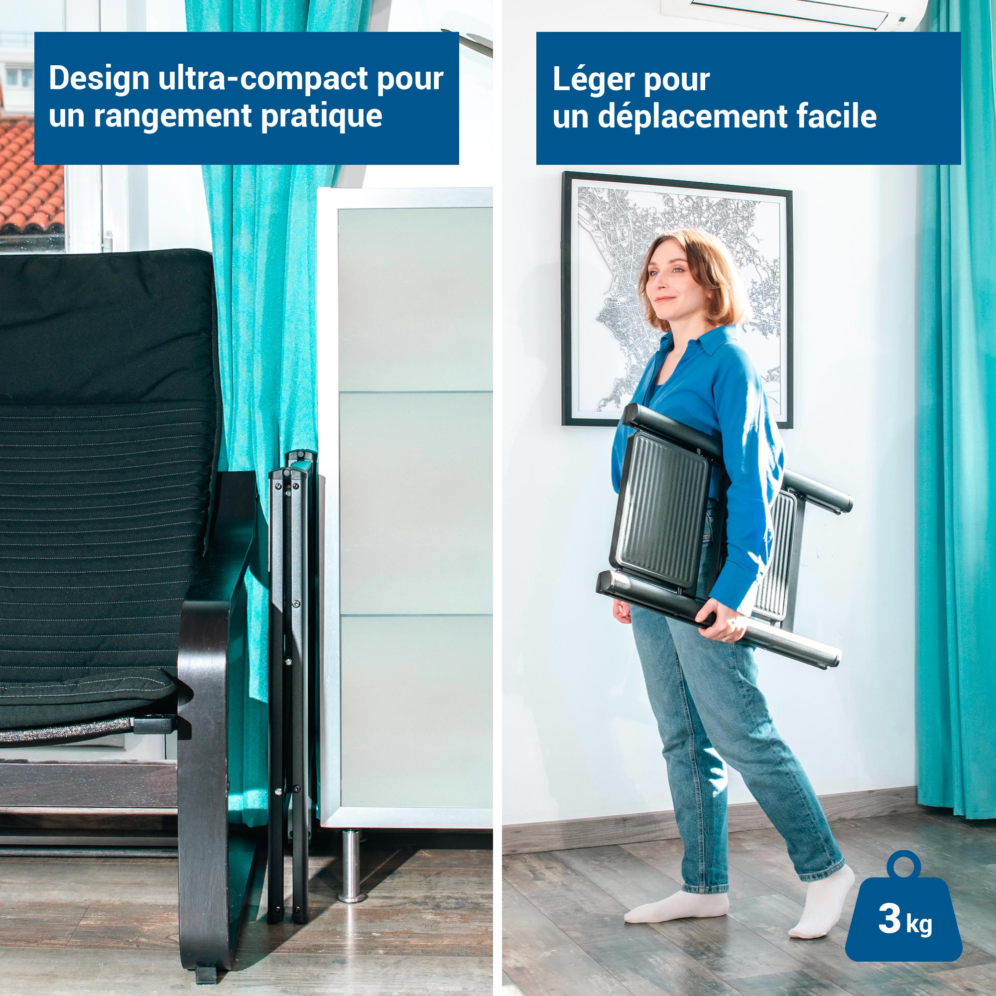 HOSTRÖM Escabeau 2 marches FOLDPACT2, Marche pied pliable, Design ultra-compact, Marches larges 17,5 cm, Acier, Etagère temporaire, Garantie 5 ans - 4