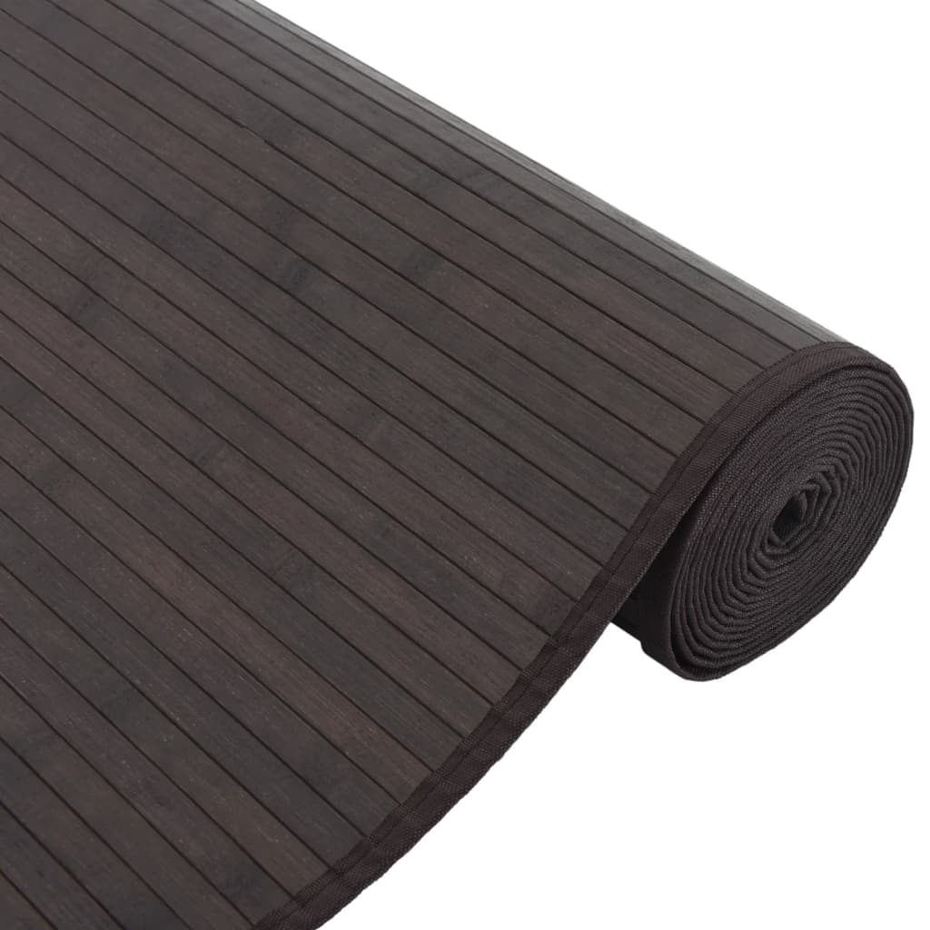 Tapis rectangulaire marron foncé 80x1000 bambou - 4