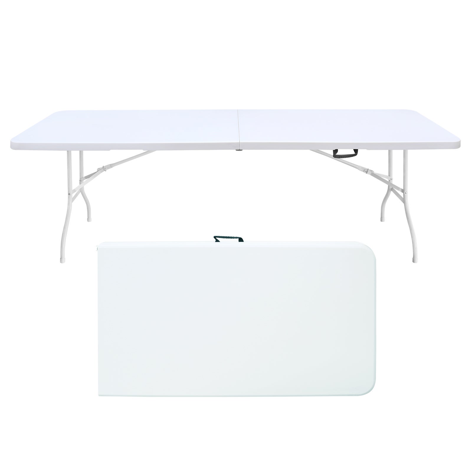 Mesa plegable portátil de alta resistencia de 244 cm con asa, mesa plegable multifuncional para camping, picnics y fiestas en interiores y exteriores,