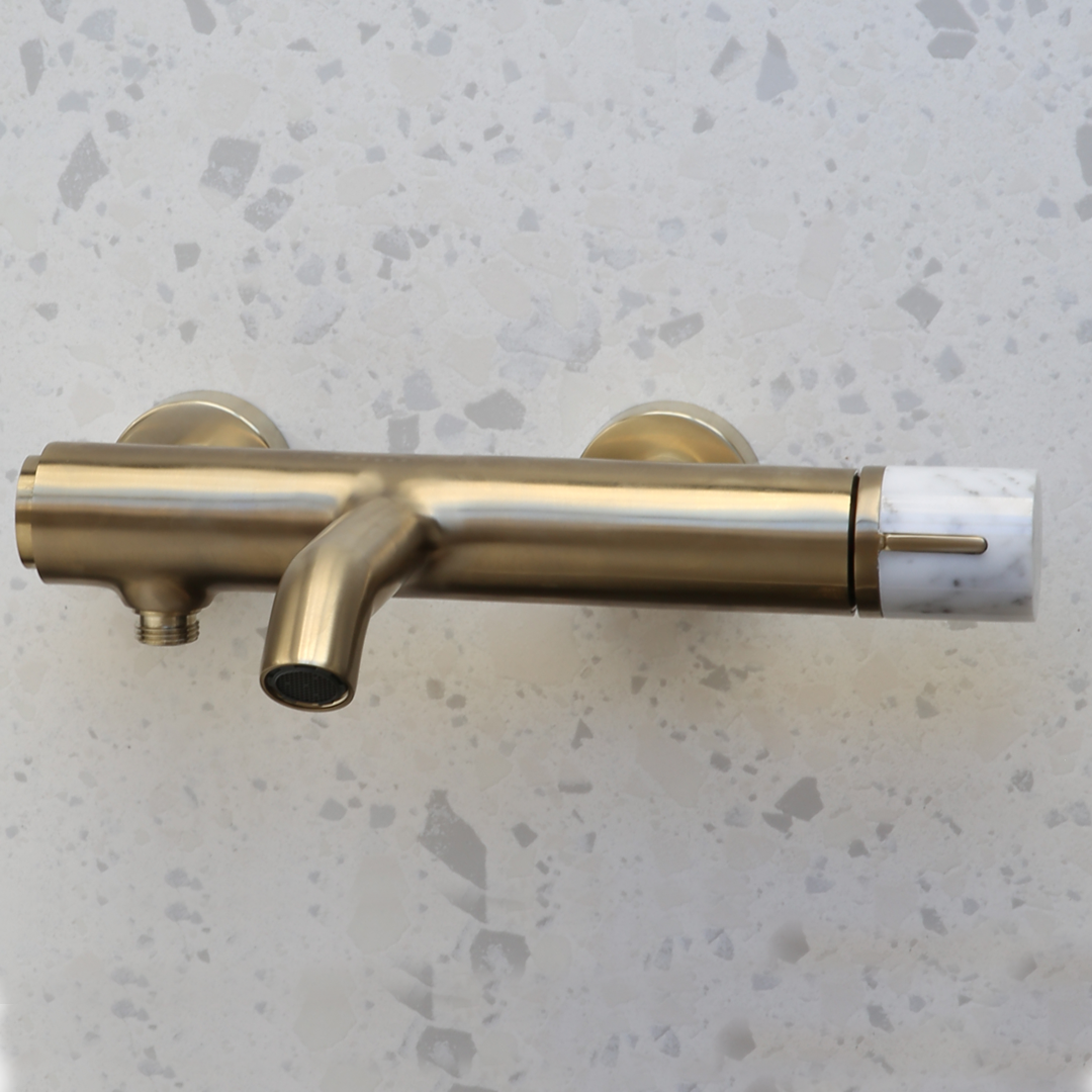 Manopola mitigeur bain-douche mécanique or brossé marbre - 5