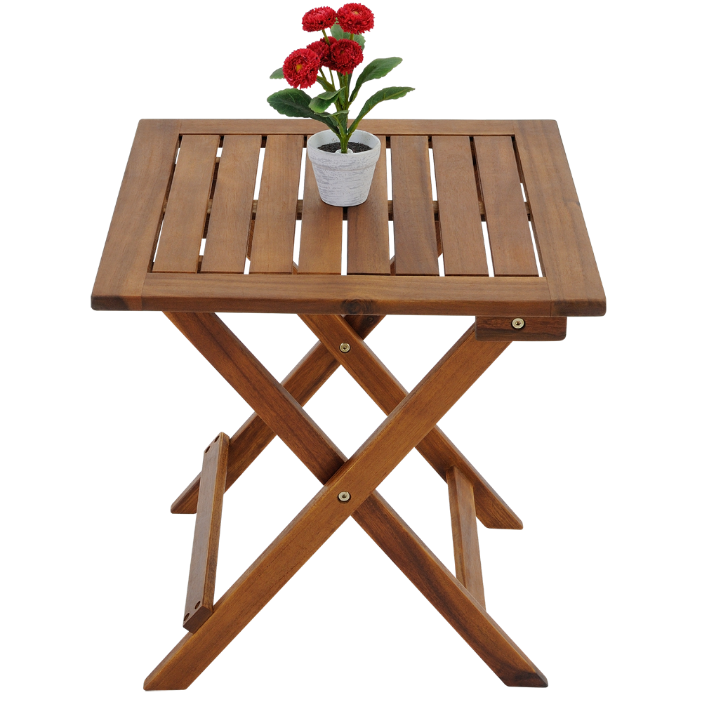 Table d'appoint de jardin en bois d'acacia 46x46cm pliable - 3