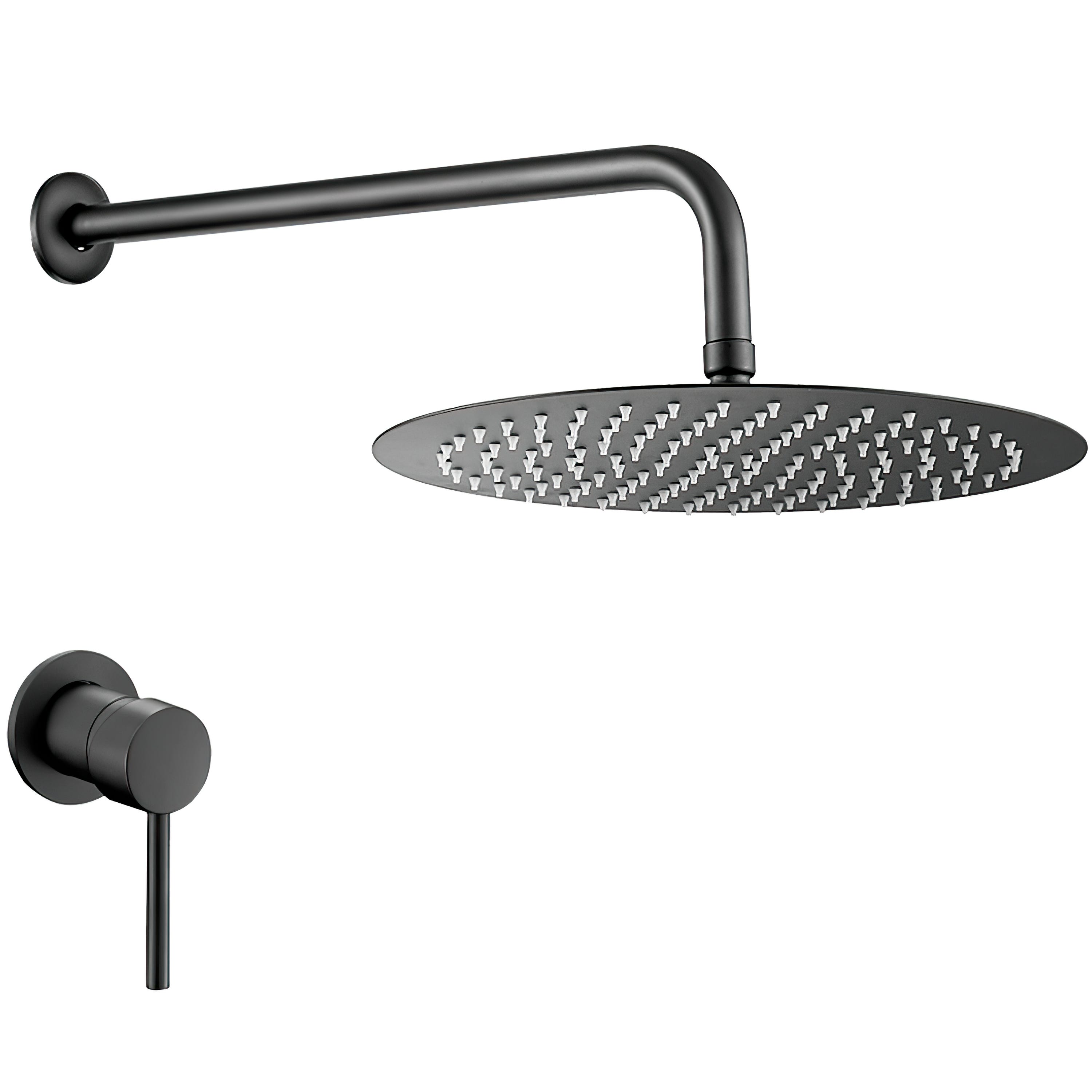 Valaz Ducha empotrada monomando via redonda negro mate a pared