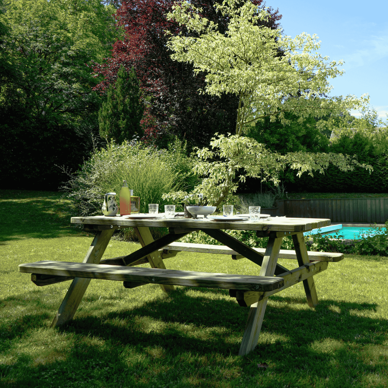 Table basse de jardin rectangulaire en Bois Beige 6 places - 4