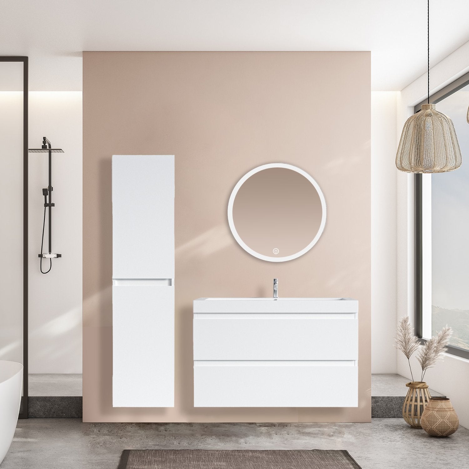 LOMAZOO meuble de salle de bain Monaco blanc brillant - 80cm - 5
