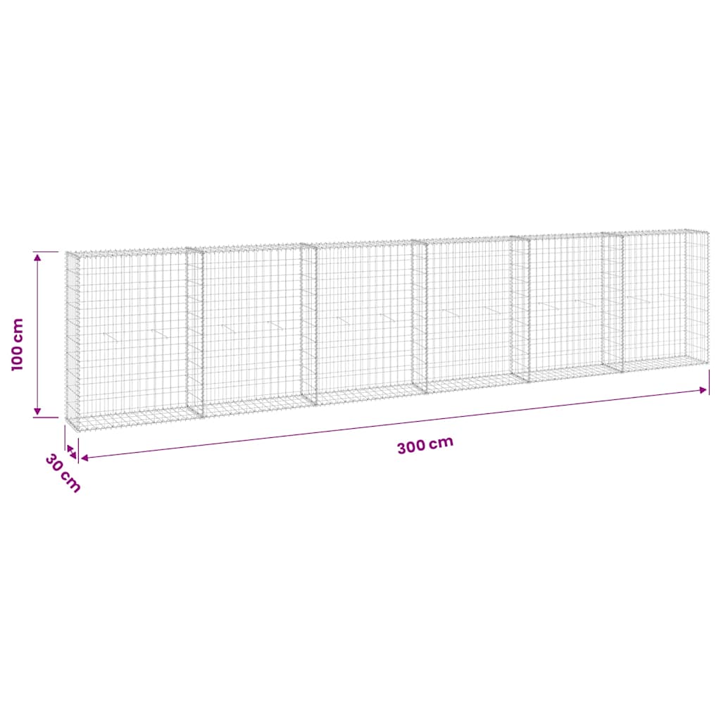 Muro de gaviones con cubiertas acero galvanizado 300x30x100 cm vidaXL - 7