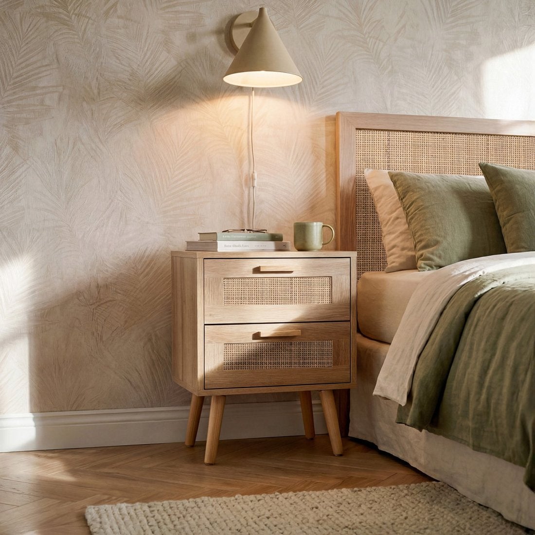 Packs 2 mesitas de noche efecto madera natural 40 x 56 cm - 4