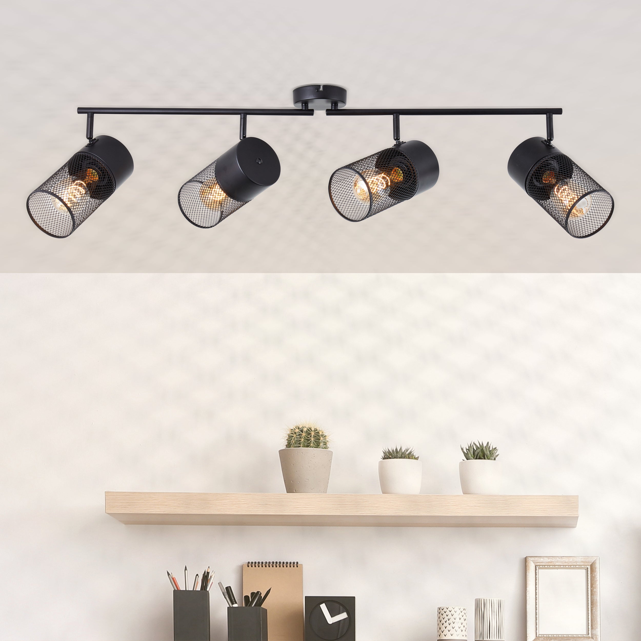 Spot Brilliant Kamolo 4-płomienny czarny matowy, metal, 4x A60, E27, 40 W - 5