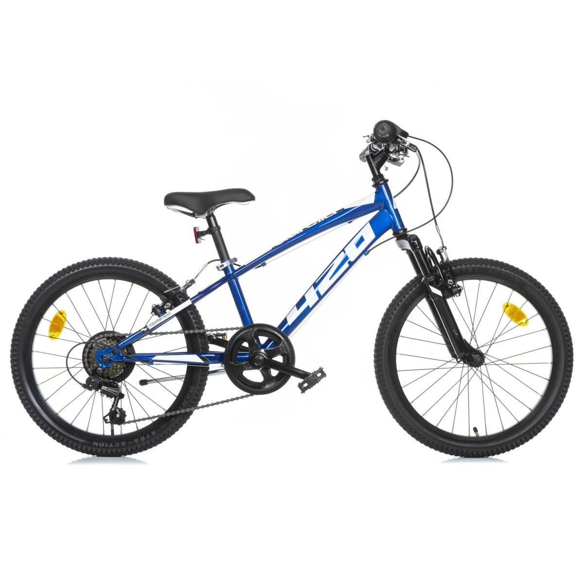 Mountain Bike Giovane 20 Pollici 6 Marce - Telaio In Acciaio Al Carbonio, Freni V-brake E Tamburo, Con Luce E Parafango, Portata 90kg, Per Ragazzi E Ragazze, Rosa/bianco