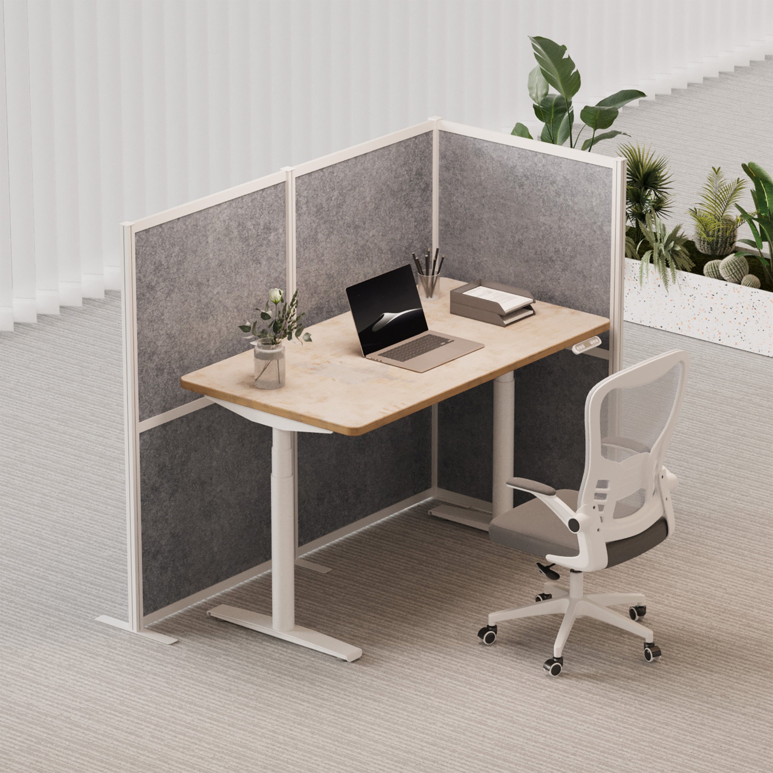 Ścianka akustyczna / ścianka działowa FLEXMIUT MODUL L 167x192 PET szara hjh OFFICE - 3