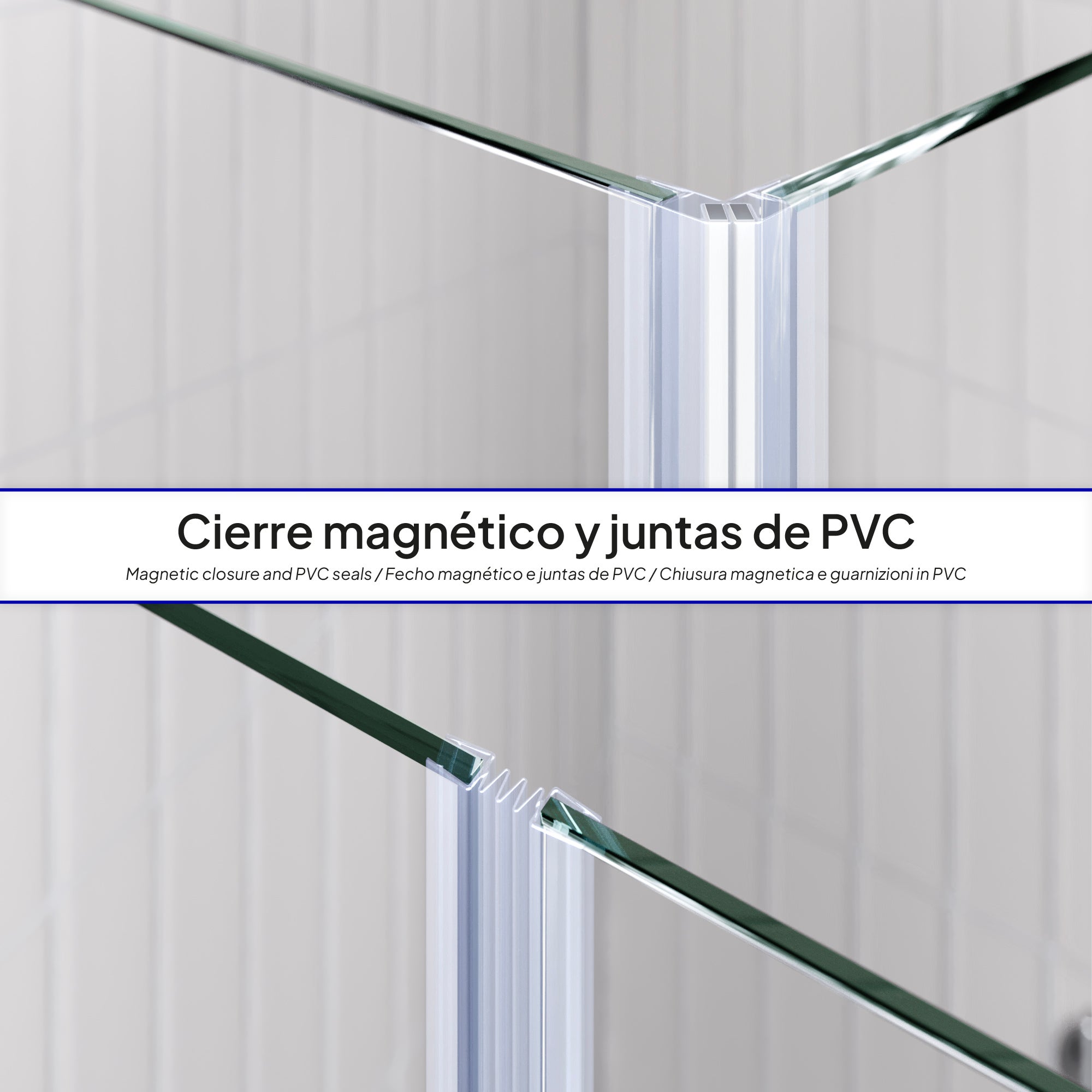 Box Doccia Emma 90x90x180cm, REVERSIBILE, Porte Pieghevoli, Regolazione 88.5-90.5x88.5-90.5cm, Profili Cromati, Vetro Temperato Trasparente 6mm - 7