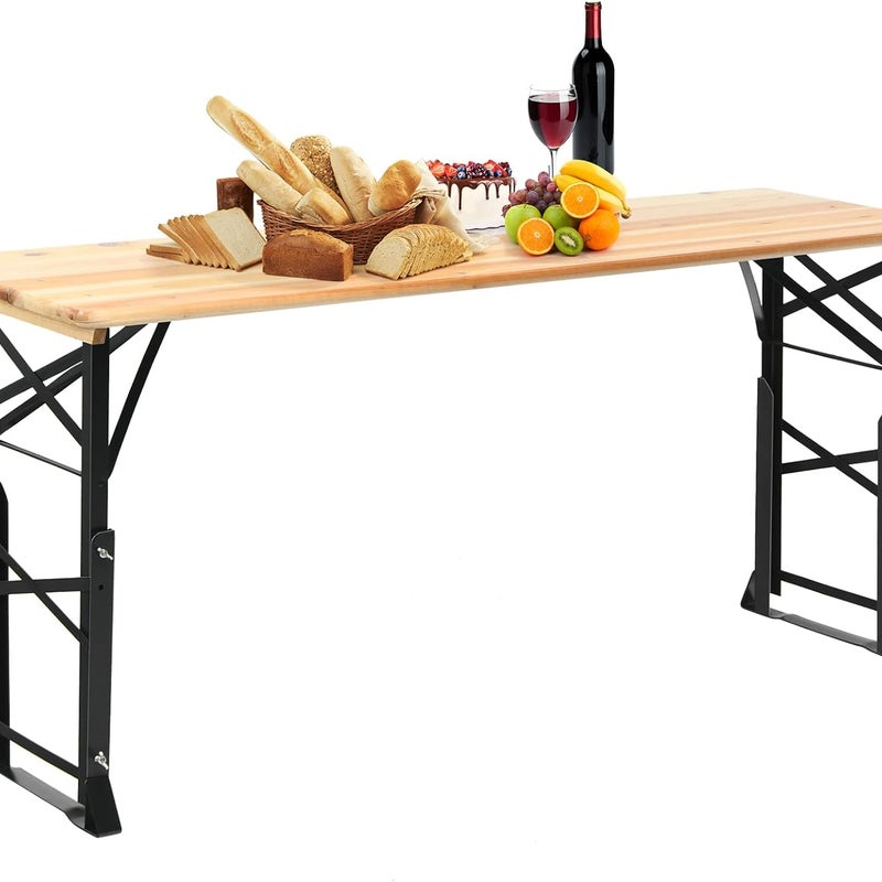 Stół do namiotu piwnego z regulacją wysokości, składany stół piwny z otworem na parasol, stół bufetowy o długości 168,5 cm, stół imprezowy