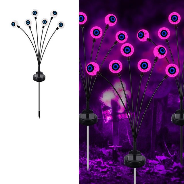 Lampes de jardin solaires imperméables à yeux effrayants, décoration d'Halloween pour extérieur ; lampes d'Halloween utilisées pour les pelouses