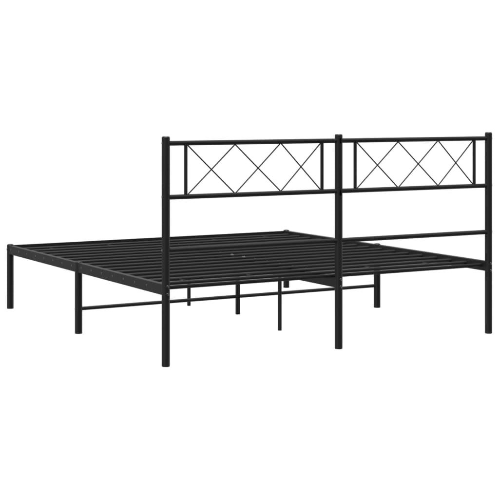 vidaXL Estructura de cama con cabecero metal negro 160x200 cm - 6