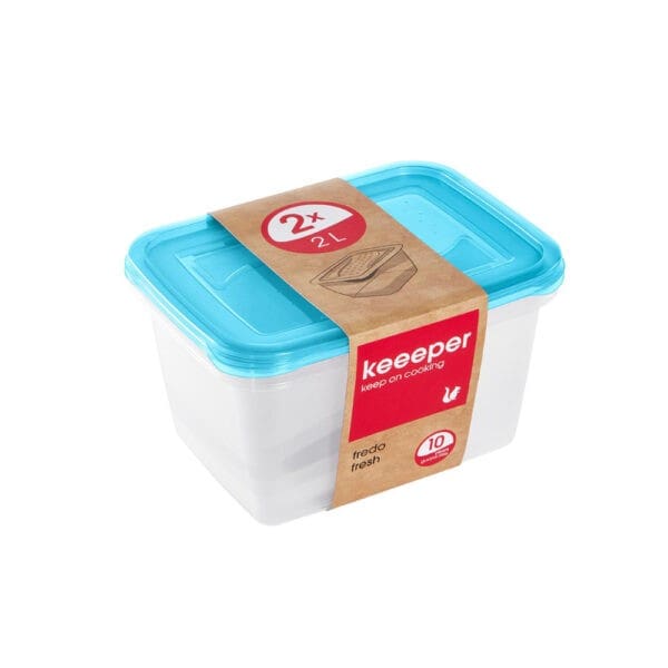 Zestaw 2 pojemników na żywność Keeeper FREDO "FRESH" Prostokątny 20,5x15,5x10,5 Fresh blue 2 szt. x 2l