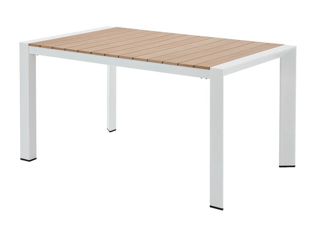 Stół ogrodowy aluminiowy dł. 150 cm - Jasny naturalny i biały - NYROS od MYLIA