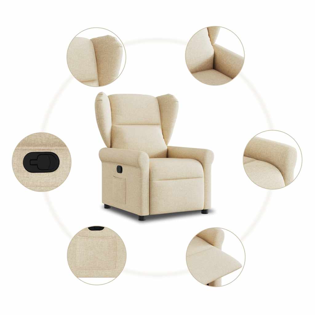 Fauteuil de télévision | Fauteuil inclinable Crème Tissu CFW945556 - 7