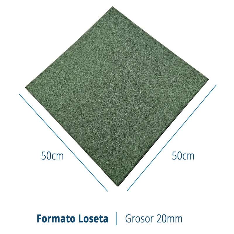Arquiservi - loseta de caucho verde 50 x 50 cm x 20 mm (pack 20) . alta densidad, uso interior y exterior