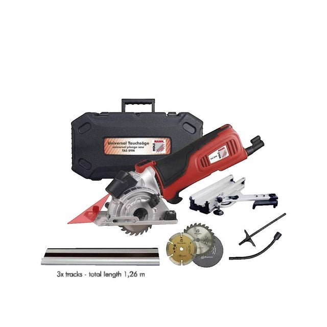 Holzmann Mini Scie Plongeante 600w Avec Rails Et Guide De Coupe 45° Tas89m_230v