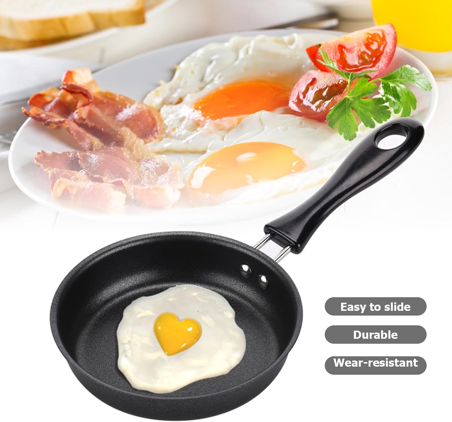 Mała patelnia, mini patelnia do smażenia jednego jajka, patelnia nieprzywierająca, przenośna patelnia do omletów na kuchenkę gazową, płytę indukcyjną - 4