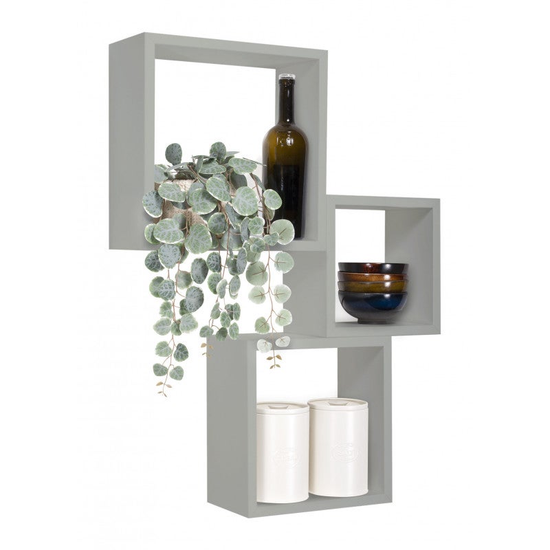 Ensemble de 3 étagères murales, cubes décoratifs, étagères cubiques, cubes muraux, gris pierre, 35x35, 30x30 et 25x25 cm de profondeur 15,5 cm - 4