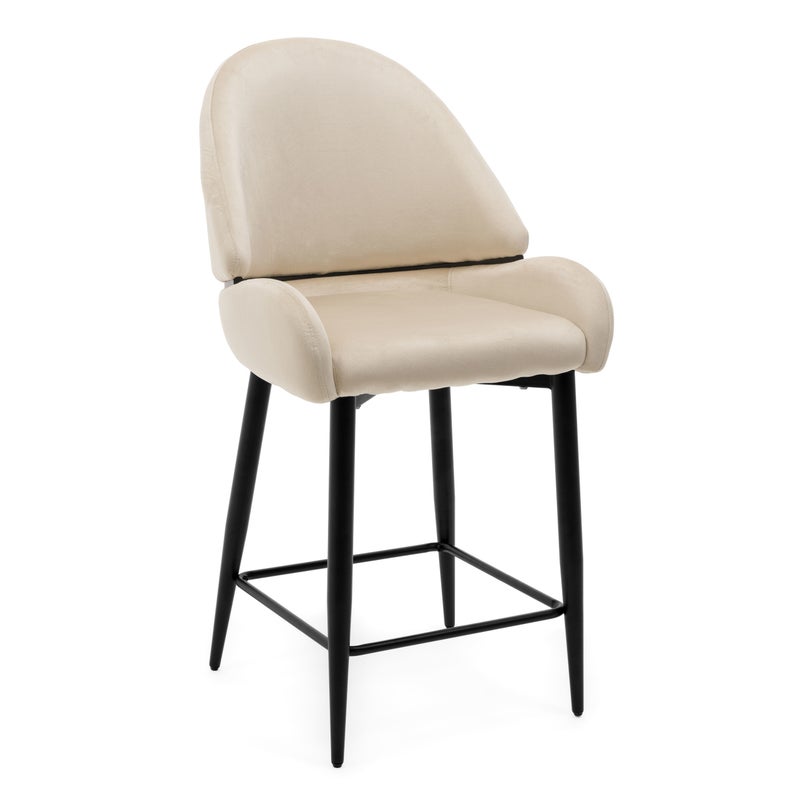 Hoker tapicerowany welurowy do salonu jadalni barowy BERGAMO beżowy