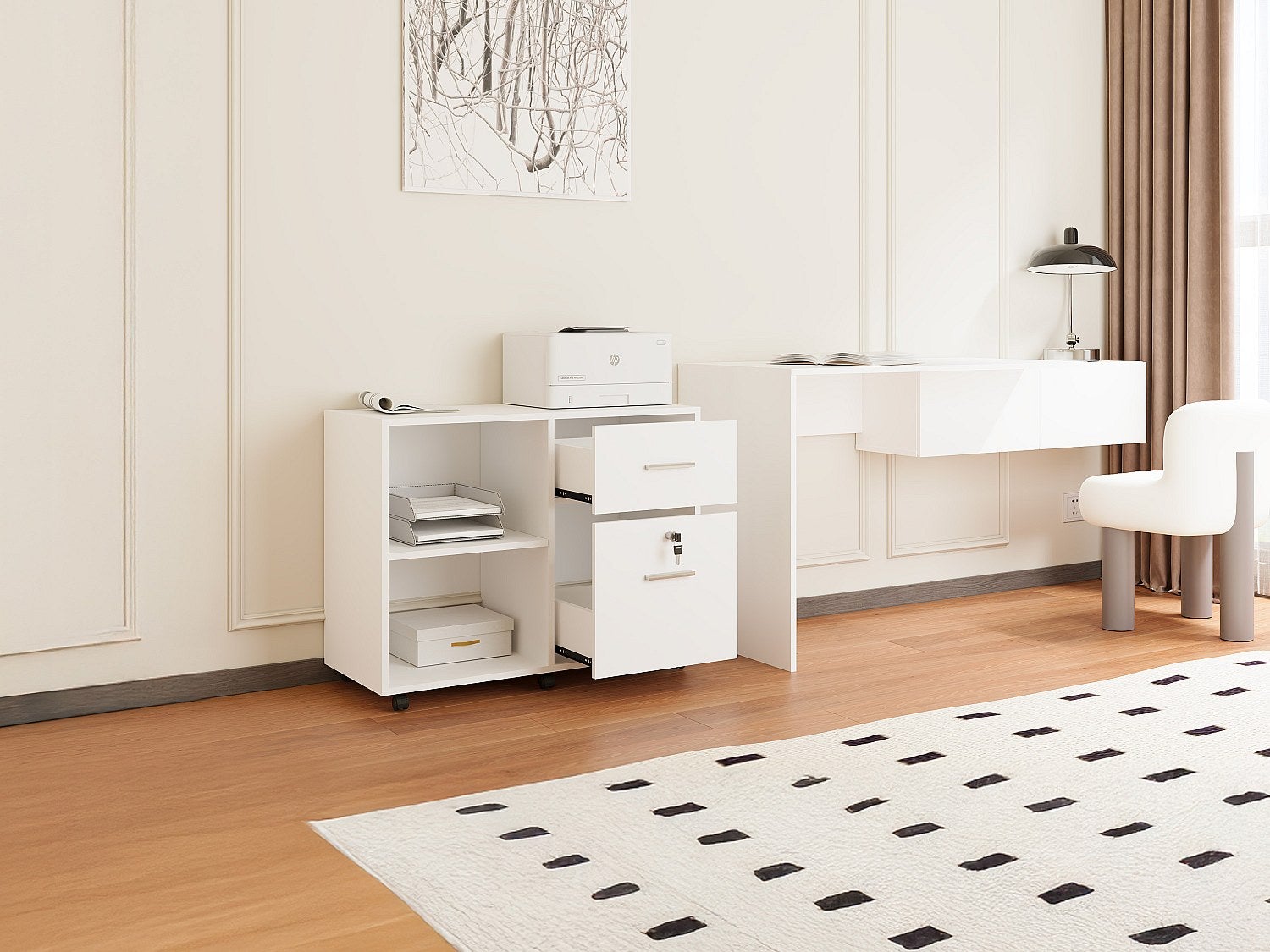 Vente-Unique  Cajonera De Oficina, 2 Cajones, Niliko Blanco , Leroy Merlin