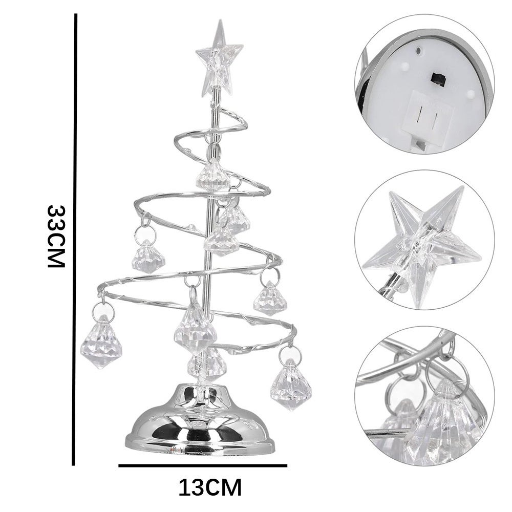 Catena luminosa di cristallo per albero di Natale, spirale decorativa, a batteria (batterie non incluse), ideale per decorare la tavola di Natale - 8