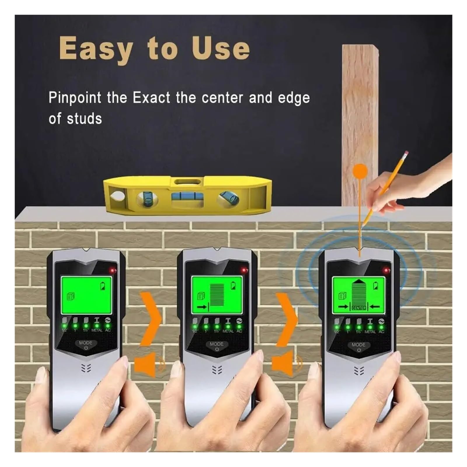 Detector de pared cinco en uno, detector de metales portátil (manual en inglés) negro y plateado，171*70*35mm - 8