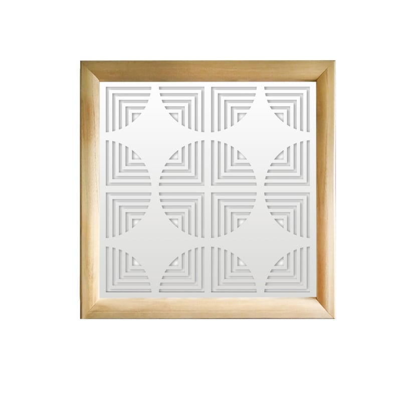 VINTAGERADIO - Kwadratowe moduły dekoracyjne z drewna i PCV - Rozmiar 48x48 cm - Grubość 47 mm - Kolor wewnętrzny BIAŁY