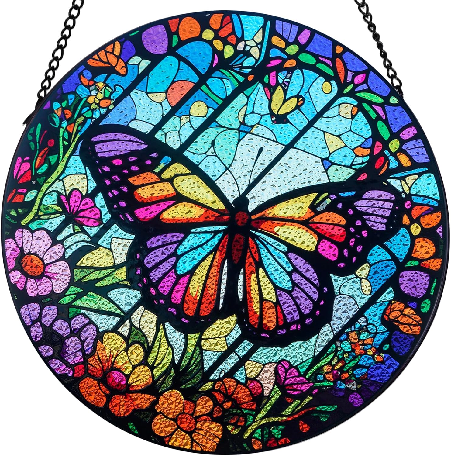 Łapacz słońca w kształcie motyla do okna wewnętrznego, dekoracja witrażowa do domu, ogrodu, domku (30 cm)