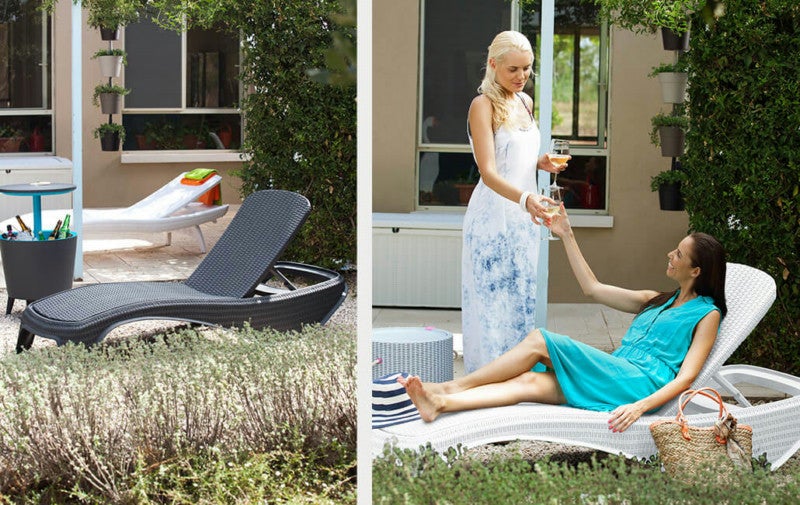 Bain de soleil Atlantic KETER Résine Effet Rotin Gris anthracite Chaise longue dossier 5 positions - 6