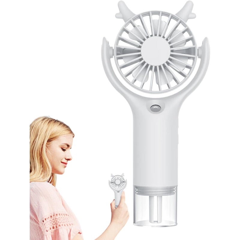 Akumulatorowy wentylator mgiełkowy z 3 regulowanymi poziomami chłodzenia i zasilaniem USB do użytku w domu, na kempingu i na zewnątrz, biały