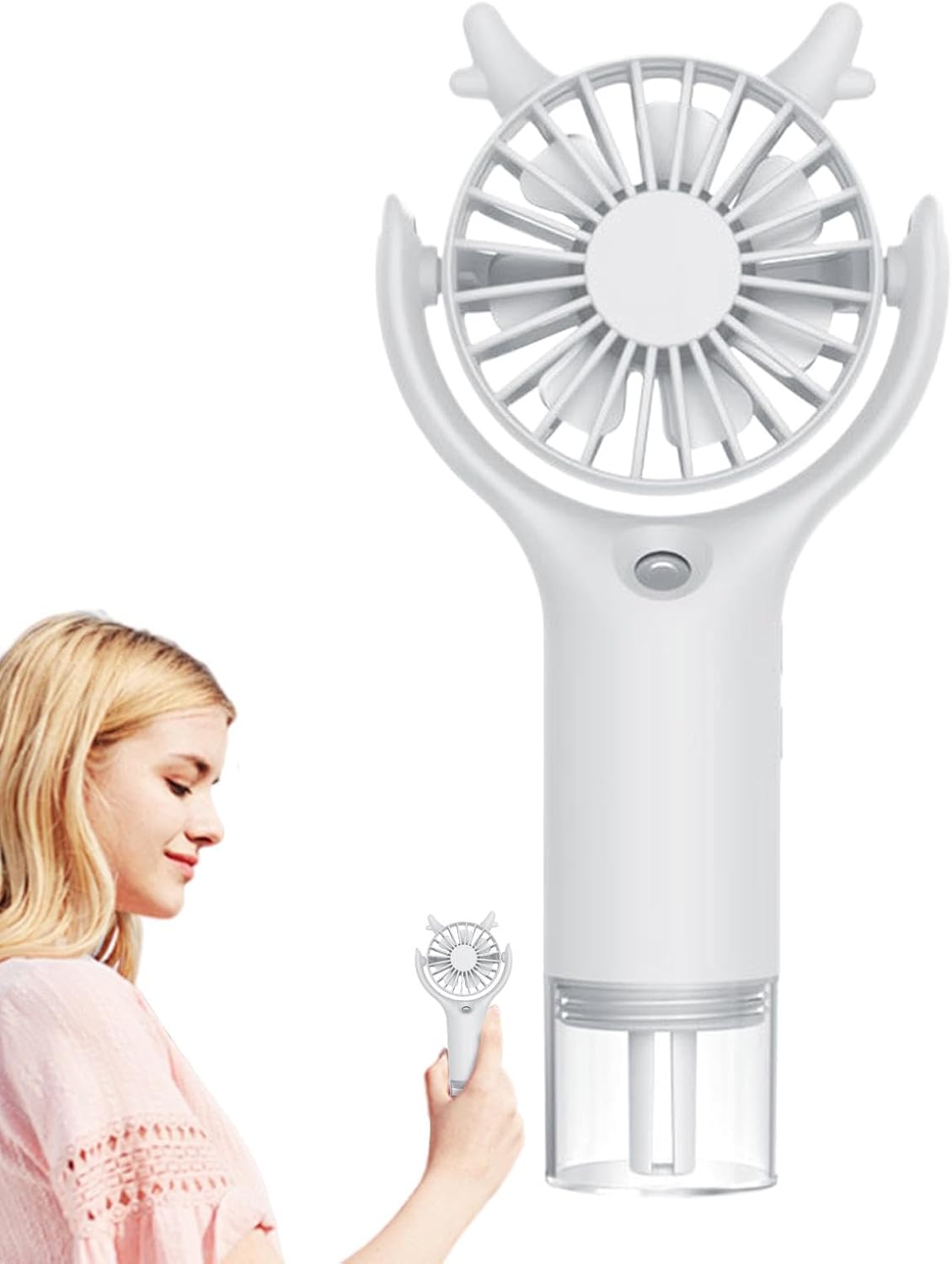 Akumulatorowy wentylator mgiełkowy z 3 regulowanymi prędkościami chłodzenia, zasilany przez USB, odpowiedni do użytku w domu, na kempingu i na zewnąt