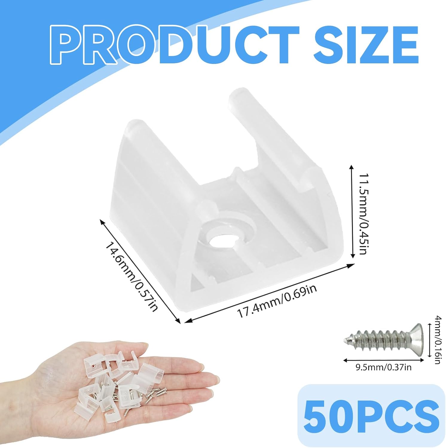 Blanc 50 Pièces Fixation Ruban LED, LED Néon Montage Clips Support Montage, Inclure Vis pour 12mm à 14mm Silicone LED Néon Bande Lumineuse - 2