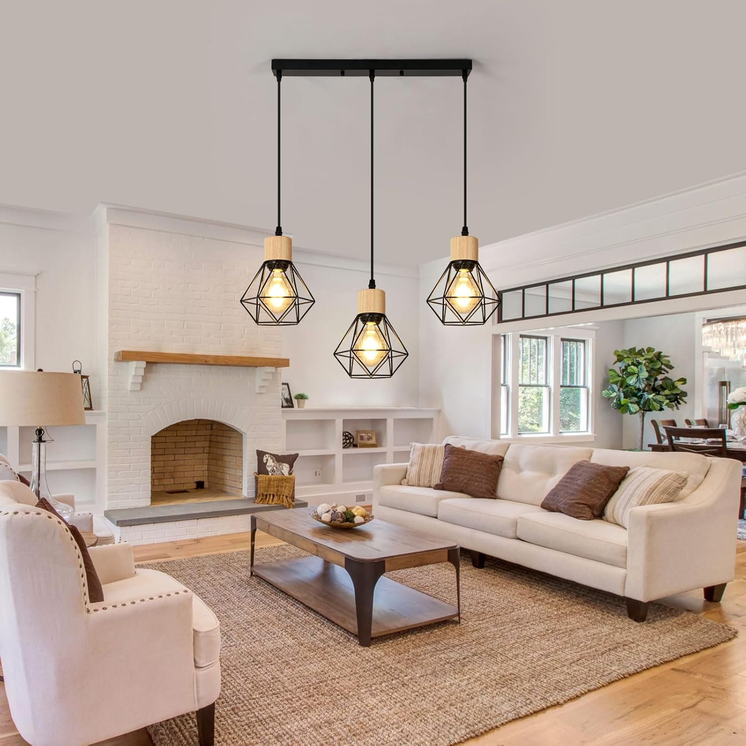 Lustre industriel, plafonnier cage en métal, suspension vintage, lampe suspendue, longueur de corde de suspension réglable (sans ampoule) - 7