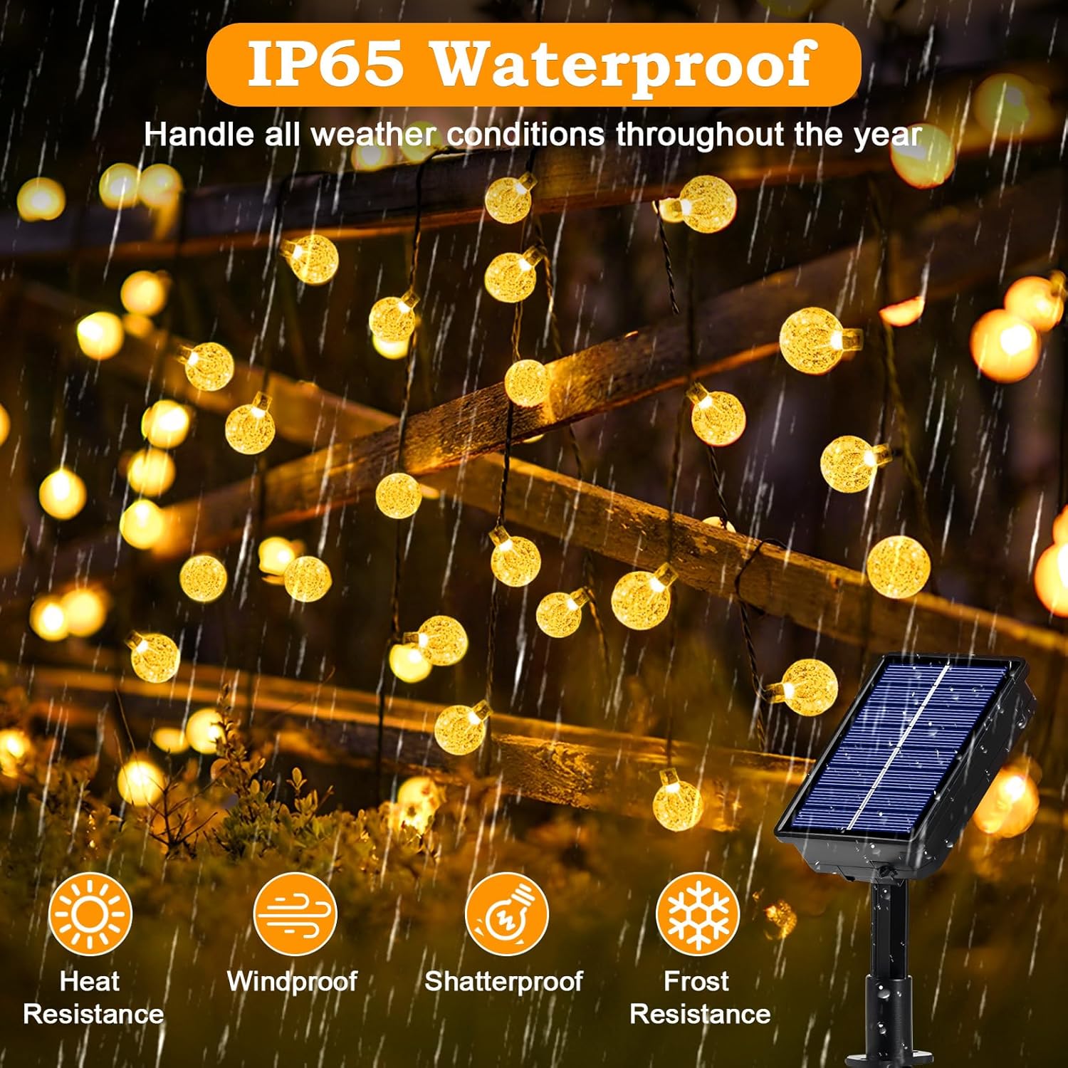 Luzes de corda para áreas externas, 5 m, 20 LEDs, 8 modos, IP65 à prova d'água, para jardim, casamento (branco quente) - 5