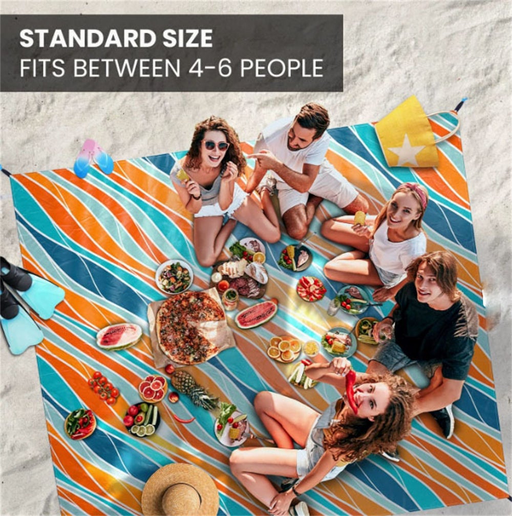 Wodoodporny i piaskoodporny koc plażowy, lekka mata plażowa, mata piknikowa, idealna na festiwale i kemping - 2