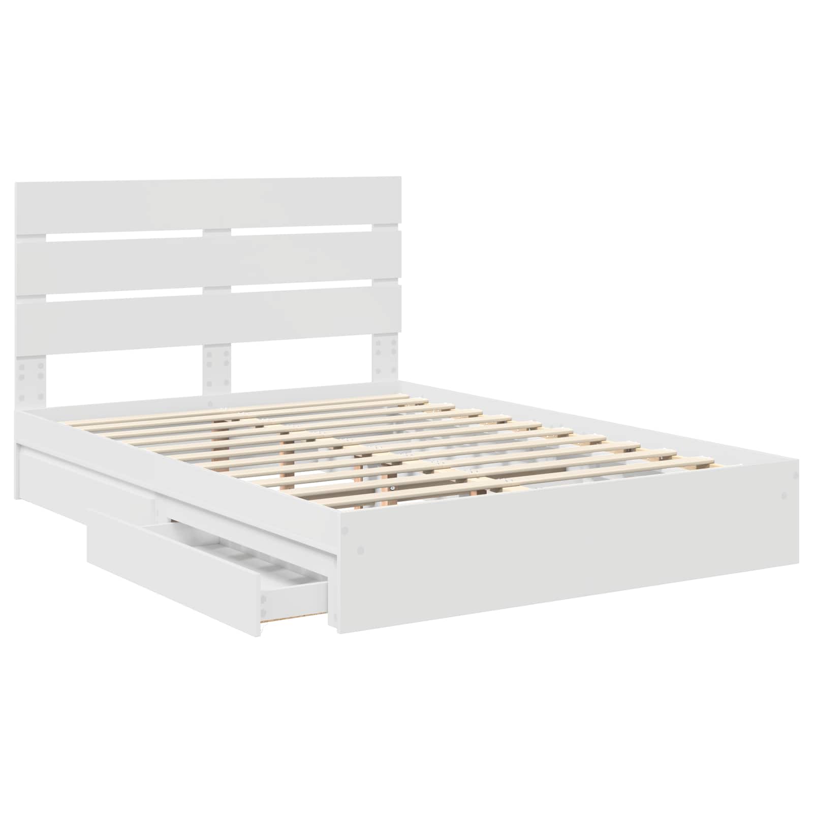 Lit de rangement blanc 140 x 190 cm en panneau de bois - 5