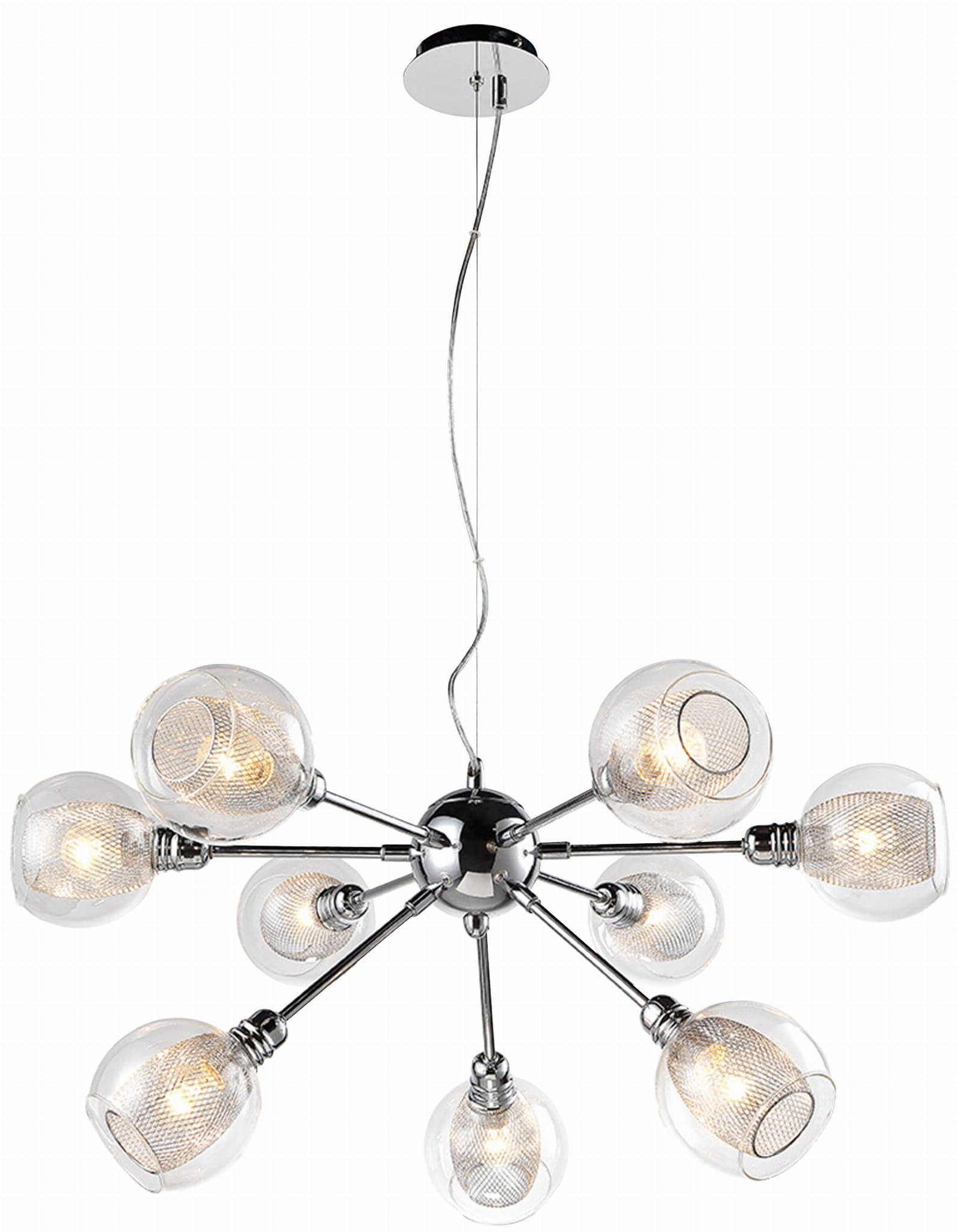 Lampa wisząca Dixi chromowana-przezroczysta 9xE14x40W wym: 115 x 68 x 68 cm szkło Candellux