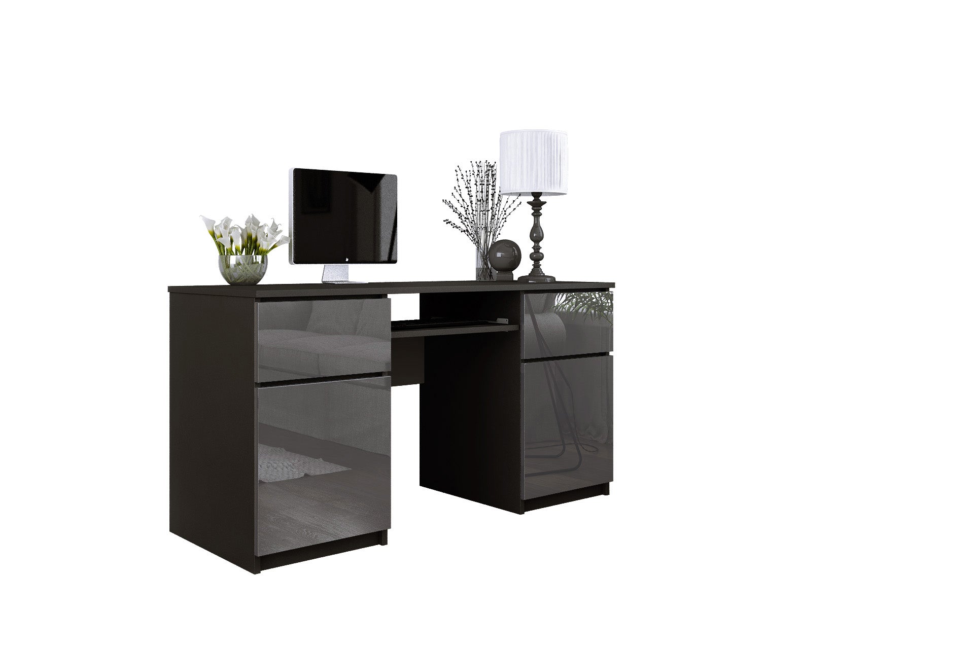 Grande set da scrivania con luci a LED, tavolo da trucco con mobiletto regolabile e sgabello imbottito, 3 modalità di illuminazione, toletta per studio della camera da letto di casa