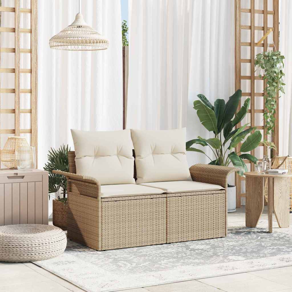 Sofa Ogrodowa z poduszką Beżowy 141 x 62 x 69cm polirattan vidaXL