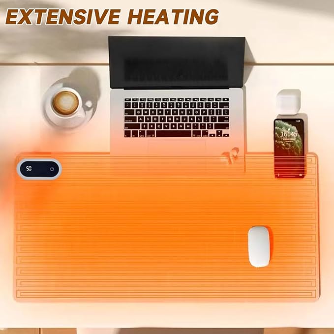 Tapis De Souris Chauffant Pour Ordinateur : Chauffe-mains USB Pour Ordinateur | Élément Chauffant Amovible | 3 Températures/limites De Temps | Grand Tapis De Souris Chauffant Pour Homme Et Femme