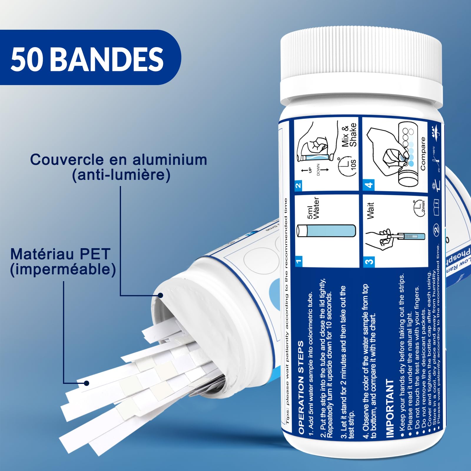 Bandelettes de test des phosphates pour piscine, spa et aquarium ...