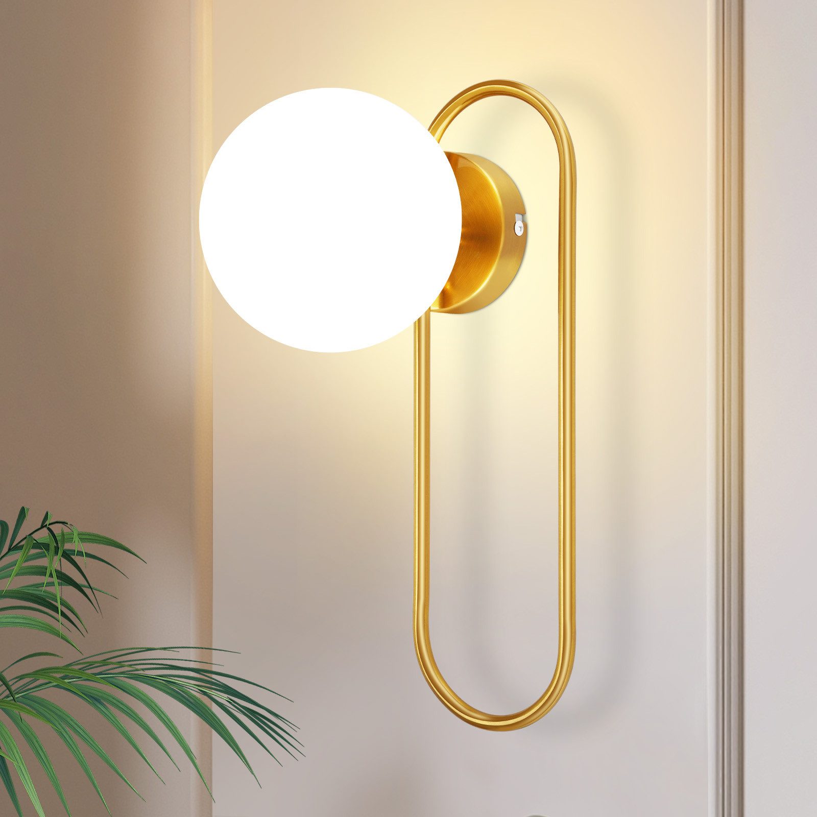 ZMH Złota szklana lampa ścienna wewnętrzna E14 do sypialni i klatki schodowej