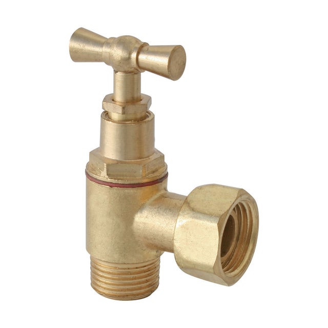 Robinet de WC équerre laiton brut M12/17 - Ecrou Prisonnier 12/17