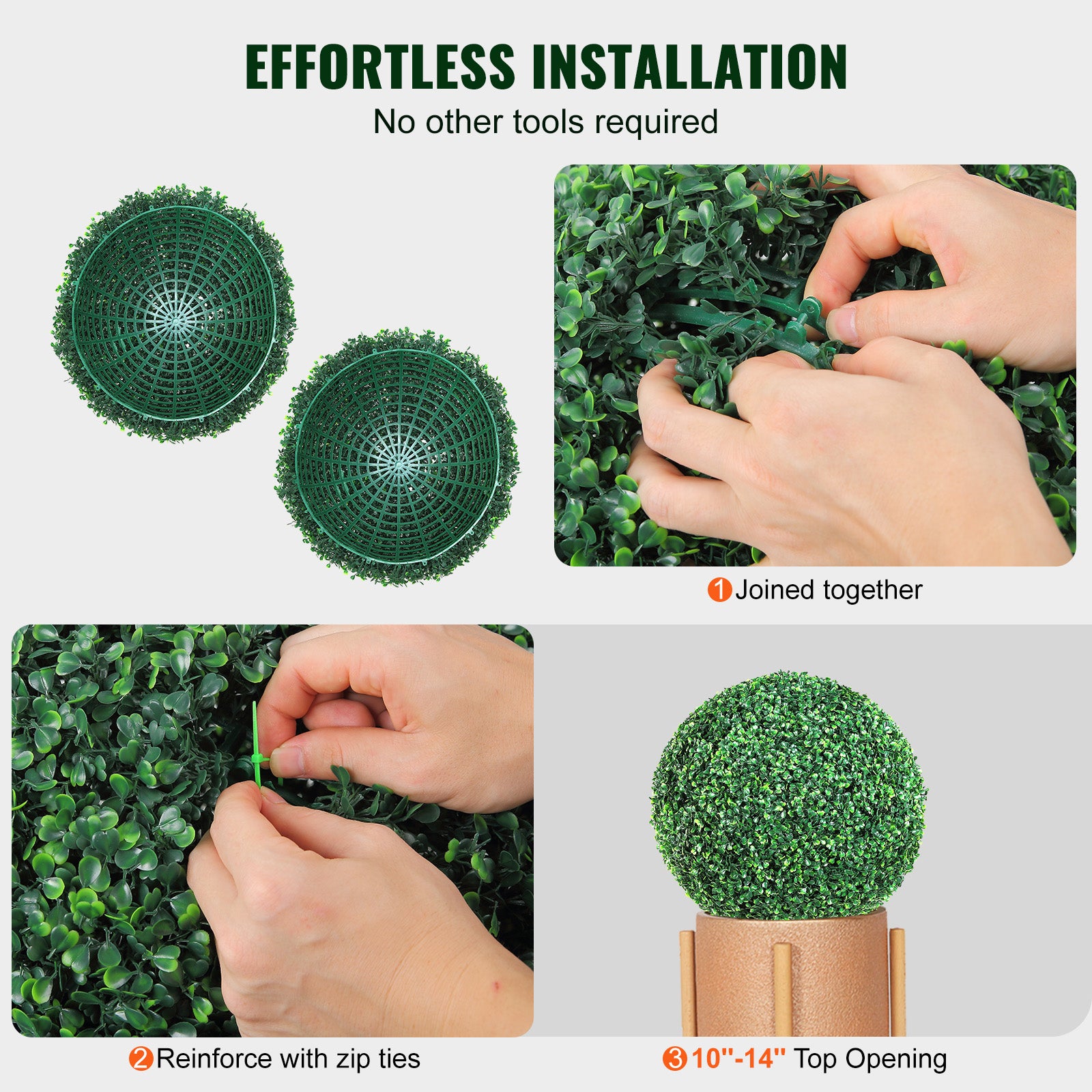 Buis Topiaire Artificiel VEVOR 406 mm Boule de Buis Artificiel Exterieur 2 Fausses Plantes PE 10 Feuilles Remplacables 4 Papillons Decoratifs pour Dec - 5